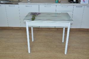 Стол обеденный раздвижной Нью йорк фотопечать / бетон белый Букет / опора круглая муар белый