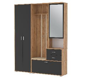 Прихожая модульная Антре 1 Дуб золотой/Диамант серый