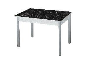 Стол обеденный Альфа фотопечать /бетон белый Черный мрамор / опора квадро серебристый металлик