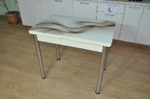 Стол обеденный поворотно раскладной фотопечать Симпл / Текстура 032/опора Хром