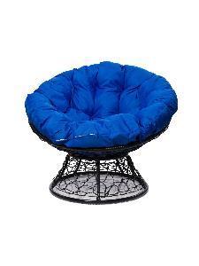 Кресло ПАПАСАН с ротангом чёрное, синяя подушка Кресло ПАПАСАН с ротангом чёрное, синяя подушка