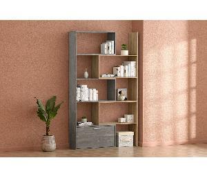 Стеллаж Раздвижной - Камень Темный/Дуб Крафт Золотой