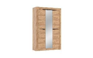 Шкаф для одежды 90.02 "Флорида" (3-х дв.) с зеркалом (дуб золотой / венге / ДВПО: белый)