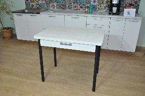 Стол обеденный СИМПЛ с ящиком  / Бетон пайн белый /Опора № 2-черная