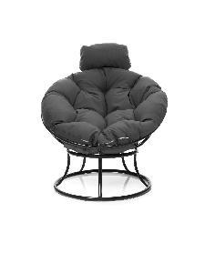 Кресло ПАПАСАН мини без ротанга чёрное, серая подушка