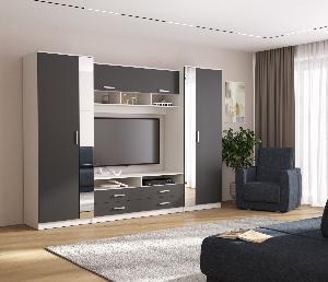 Шкаф многоцелевого назначения 91.01 "Вена" с зеркалом (белый / диамант серый / ДВПО: белый)