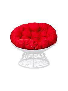 Кресло ПАПАСАН с ротангом белое, красная подушка