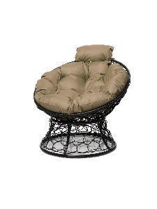 Кресло ПАПАСАН мини с ротангом чёрное, бежевая подушка Кресло ПАПАСАН мини с ротангом чёрное, бежевая подушка