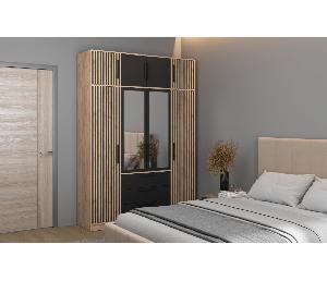 Шкаф Вегас 83.07+Антресоль 83.10 (ЛДСП Дуб золотой / ЛДСП Черный)