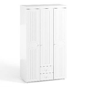 Шкаф 3-х дверный с ящиками Монако МН-56 белое дерево
