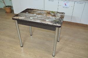 Стол обеденный поворотно раскладной фотопечать Симпл / Цветы на досках/опора  Хром