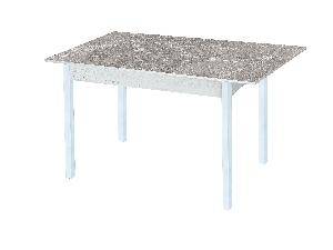Стол обеденный Альфа фотопечать /бетон белый Серый мрамор / опора квадро серебристый металлик