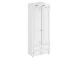 Шкаф 2-х дверный с ящиками (гл.560) Италия ИТ-49 белое дерево