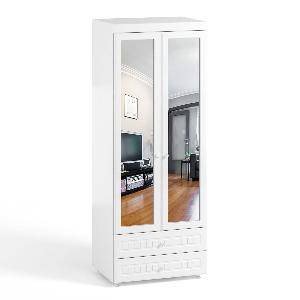 Шкаф 2-х дверный с зеркалами и ящиками (гл.560) Монако МН-50 белое дерево
