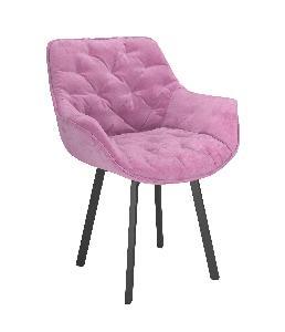 Квинта / стул (велюр тенерифе розовый/ металл черный)