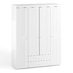 Шкаф 4-х дверный с ящиками Монако МН-62 белое дерево