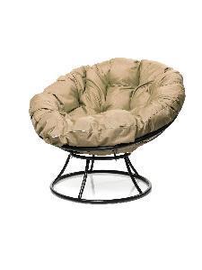 Кресло ПАПАСАН без ротанга чёрное, бежевая подушка