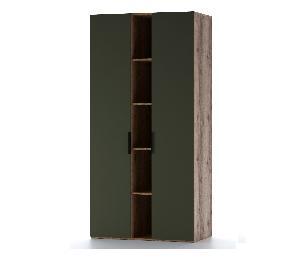 Шкаф с нишей Харди, Дуб Делано темный/МДФ Зеленый