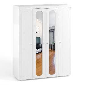 Шкаф 4-х дверный с 2-я зеркалами Афина АФ-60 белое дерево