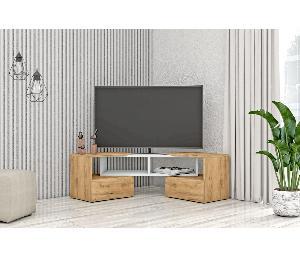 ТВ-Тумба Раздвижная - Белый/Дуб Крафт Золотой