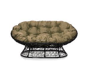 Диван МАМАСАН с ротангом чёрное, бежевая подушка Диван МАМАСАН с ротангом чёрное, бежевая подушка