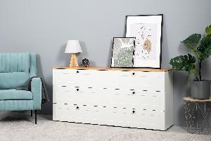 Комод Остин 16.240, Белый PE шагрень/Дуб Золотой CRAFT