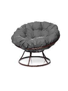 Кресло ПАПАСАН без ротанга коричневое, серая подушка