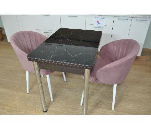 Обеденная группа Симпл фотопечать Мрамор черный №8