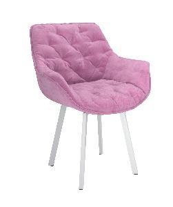 Квинта / стул (велюр тенерифе розовый/ металл белый)