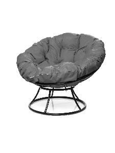 Кресло ПАПАСАН без ротанга чёрное, серая подушка