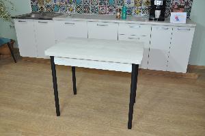 Стол обеденный раскладной СИМПЛ  / Бетон пайн белый /Опора № 2-круглая муар черный