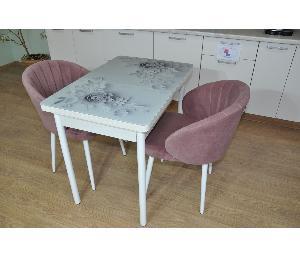 Обеденная группа Симпл фотопечать Цветы на сером №13