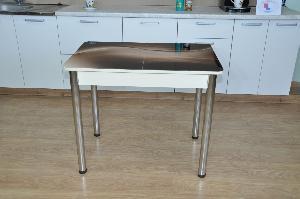 Стол обеденный раздвижной Нью йорк фотопечать / бетон белый Каприз/опора Хром