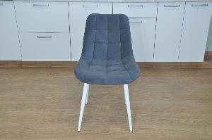 Стул Р / белый /велюр серый