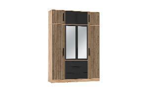 Шкаф для одежды 83.07 "Вегас" (4-х дв.) с зеркалом (ЛДСП Дуб золотой / ЛДСП Черный)
