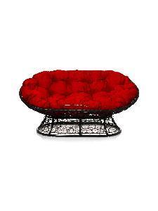 Диван МАМАСАН с ротангом чёрное, красная подушка Диван МАМАСАН с ротангом чёрное, красная подушка