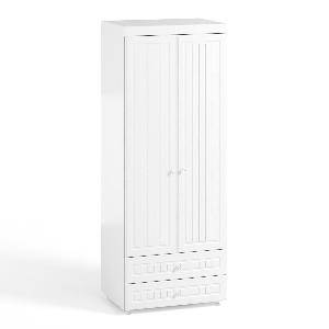 Шкаф 2-х дверный с ящиками (гл.560) Монако МН-49 белое дерево
