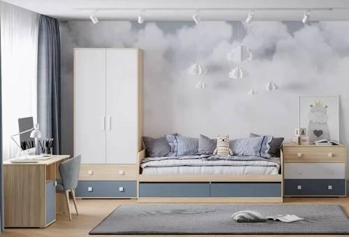 НМ 041.94 Шкаф для одежды Элиот Белый/Маренго/Баунти Песочный