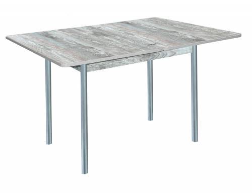 Стол обеденный раскладной СИМПЛ  / Бетон пайн темный /Опора № 2-круглая серебристый металлик