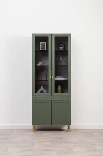 Шкаф-витрина Марион 16.397.02, Дымчатый Зеленый/Олива шагрень