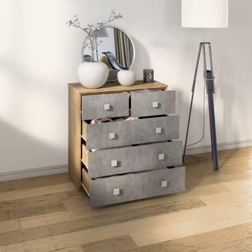 Комод Лофт-5 / Дуб Крафт Золотой / Ателье светлое