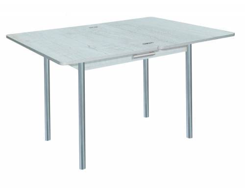 Стол обеденный СИМПЛ с ящиком  / Бетон пайн темный /Опора № 2-круглая серебристый металлик