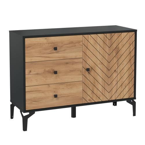 Комод 59.02 Лофт, черный / дуб золотой