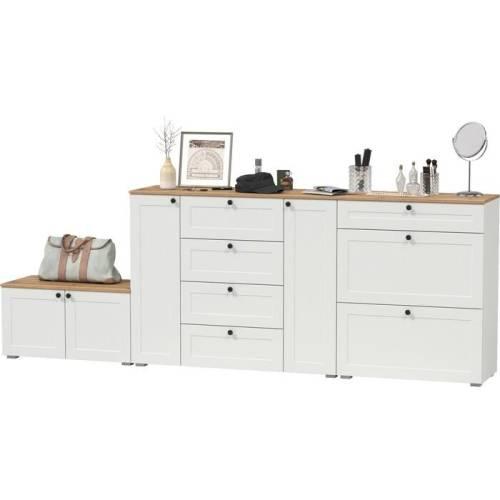 Прихожая Остин №15 Белый шагрень/дуб золотой