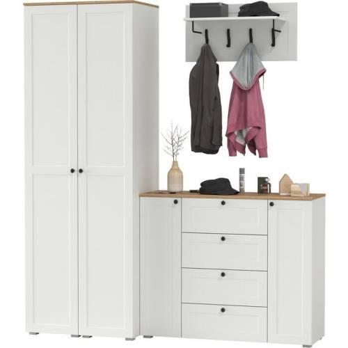 Прихожая Остин №50 Белый шагрень/дуб золотой