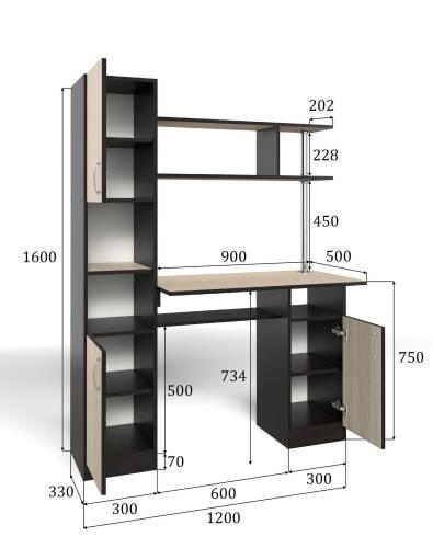 Стол компьютерный СК-7 венге/ясень шимо светлый