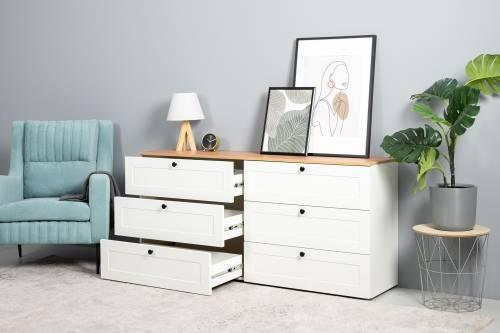 Комод Остин 16.240, Белый PE шагрень/Дуб Золотой Крафт