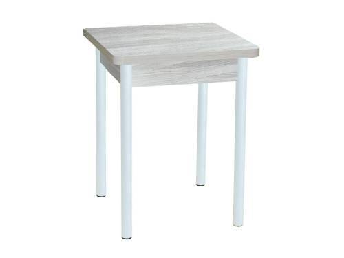 Стол обеденный ЭКО 60*60 / Ясень шимо светлый /Опора № 2-круглая муар белый