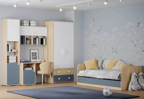 НМ 041.94 Шкаф для одежды Элиот Белый/Маренго/Баунти Песочный