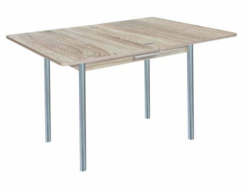 Стол обеденный СИМПЛ с ящиком  / Дуб сонома/Опора № 2- круглая серебристый металлик